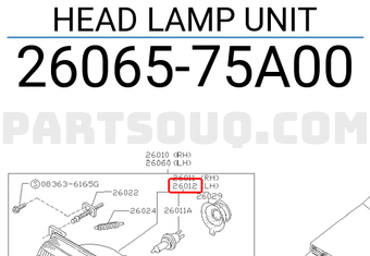 Nissan 2606575A00 HEAD LAMP UNIT