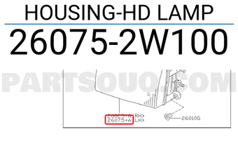Nissan 260752W100 HOUSING-HD LAMP