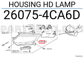 Nissan 260754CA6D HOUSING HD LAMP