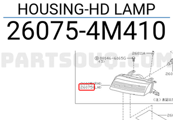 Nissan 260754M410 HOUSING-HD LAMP