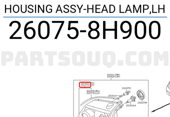 Nissan 260758H900 HOUSING ASSY-HEAD LAMP,LH