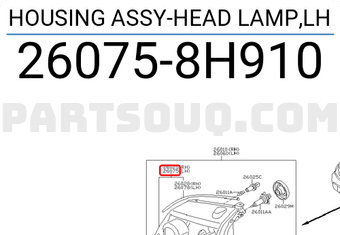 Nissan 260758H910 HOUSING ASSY-HEAD LAMP,LH