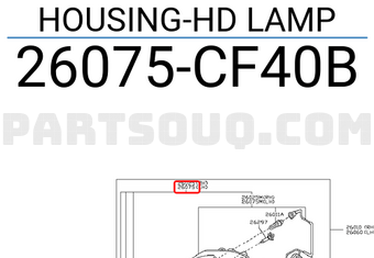 Nissan 26075CF40B HOUSING-HD LAMP