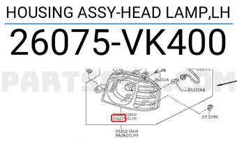 Nissan 26075VK400 HOUSING ASSY-HEAD LAMP,LH
