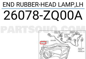 Nissan 26078ZQ00A END RUBBER-HEAD LAMP,LH