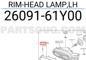 Nissan 2609161Y00 RIM-HEAD LAMP,LH