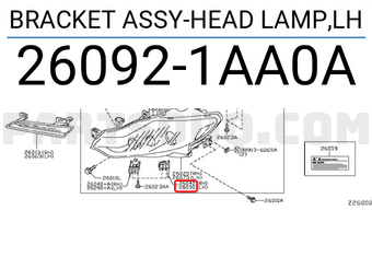 Nissan 260921AA0A BRACKET ASSY-HEAD LAMP,LH