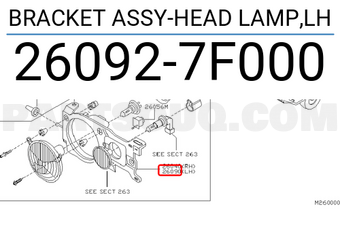 Nissan 260927F000 BRACKET ASSY-HEAD LAMP,LH