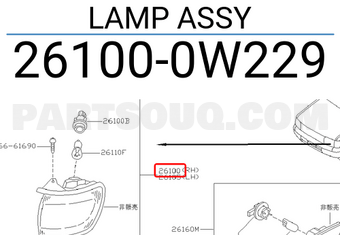 Nissan 261000W229 LAMP ASSY