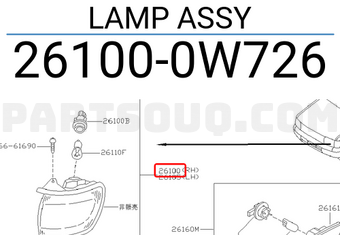 Nissan 261000W726 LAMP ASSY