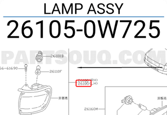 Nissan 261050W725 LAMP ASSY