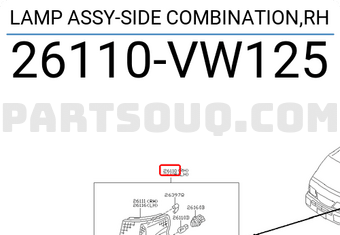 Nissan 26110VW125 LAMP ASSY-SIDE COMBINATION,RH
