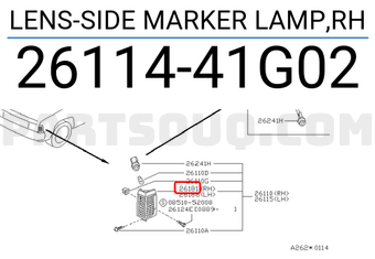 Nissan 2611441G02 LENS-SIDE MARKER LAMP,RH