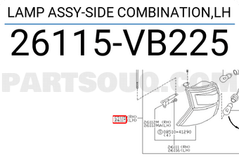Nissan 26115VB225 LAMP ASSY-SIDE COMBINATION,LH