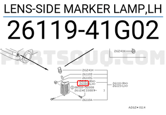 Nissan 2611941G02 LENS-SIDE MARKER LAMP,LH