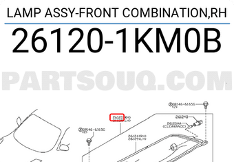 Nissan 261201KM0B LAMP ASSY-FRONT COMBINATION,RH