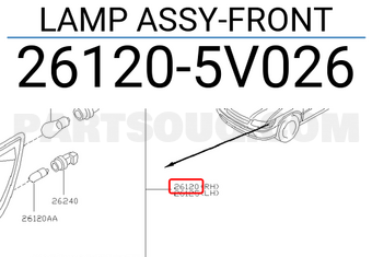 Nissan 261205V026 LAMP ASSY-FRONT
