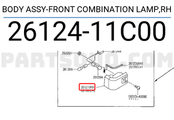 Nissan 2612411C00 BODY ASSY-FRONT COMBINATION LAMP,RH