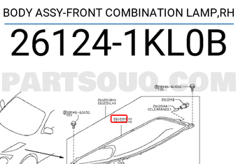 Nissan 261241KL0B BODY ASSY-FRONT COMBINATION LAMP,RH