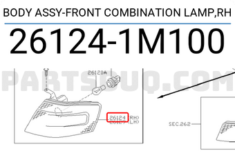 Nissan 261241M100 BODY ASSY-FRONT COMBINATION LAMP,RH