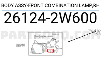 Nissan 261242W600 BODY ASSY-FRONT COMBINATION LAMP,RH