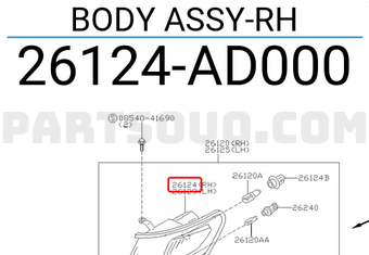 Nissan 26124AD000 BODY ASSY-RH
