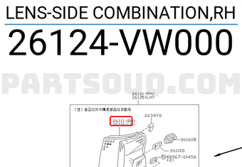 Nissan 26124VW000 LENS-SIDE COMBINATION,RH