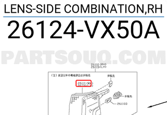 Nissan 26124VX50A LENS-SIDE COMBINATION,RH