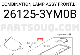 Nissan 261253YM0B COMBINATION LAMP ASSY FRONT,LH