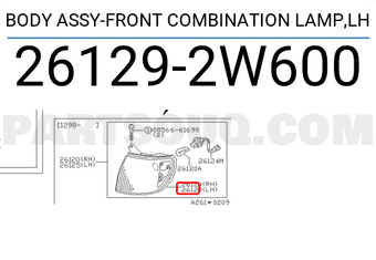 Nissan 261292W600 BODY ASSY-FRONT COMBINATION LAMP,LH