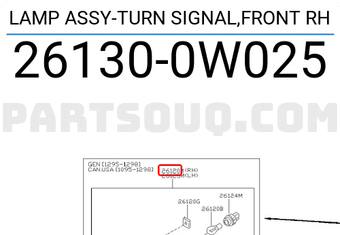 Nissan 261300W025 LAMP ASSY-TURN SIGNAL,FRONT RH