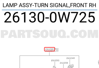Nissan 261300W725 LAMP ASSY-TURN SIGNAL,FRONT RH