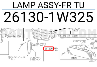 Nissan 261301W325 LAMP ASSY-FR TU