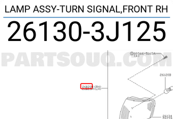 Nissan 261303J125 LAMP ASSY-TURN SIGNAL,FRONT RH