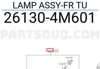 Nissan 261304M601 LAMP ASSY-FR TU