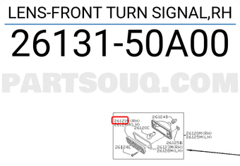 Nissan 2613150A00 LENS-FRONT TURN SIGNAL,RH