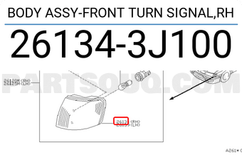 Nissan 261343J100 BODY ASSY-FRONT TURN SIGNAL,RH