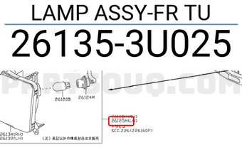 Nissan 261353U025 LAMP ASSY-FR TU