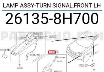 Nissan 261358H700 LAMP ASSY-TURN SIGNAL,FRONT LH