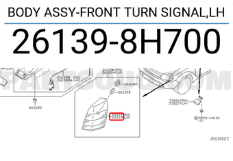 Nissan 261398H700 BODY ASSY-FRONT TURN SIGNAL,LH
