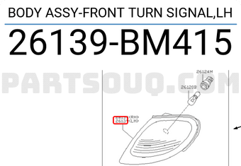 Nissan 26139BM415 BODY ASSY-FRONT TURN SIGNAL,LH