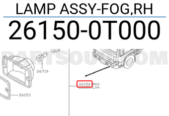 Nissan 261500T000 LAMP ASSY-FOG,RH