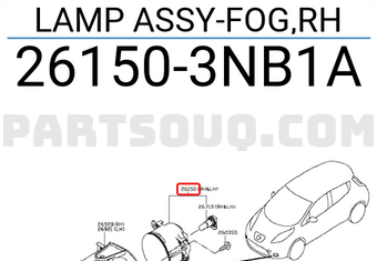 Nissan 261503NB1A LAMP ASSY-FOG,RH