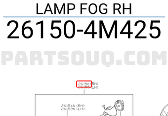 Nissan 261504M425 LAMP FOG RH