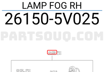 Nissan 261505V025 LAMP FOG RH