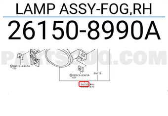 Nissan 261508990A LAMP ASSY-FOG,RH