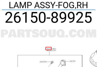 Nissan 2615089925 LAMP ASSY-FOG,RH