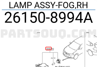 Nissan 261508994A LAMP ASSY-FOG,RH