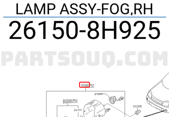 Nissan 261508H925 LAMP ASSY-FOG,RH
