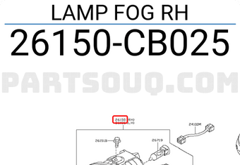 Nissan 26150CB025 LAMP FOG RH